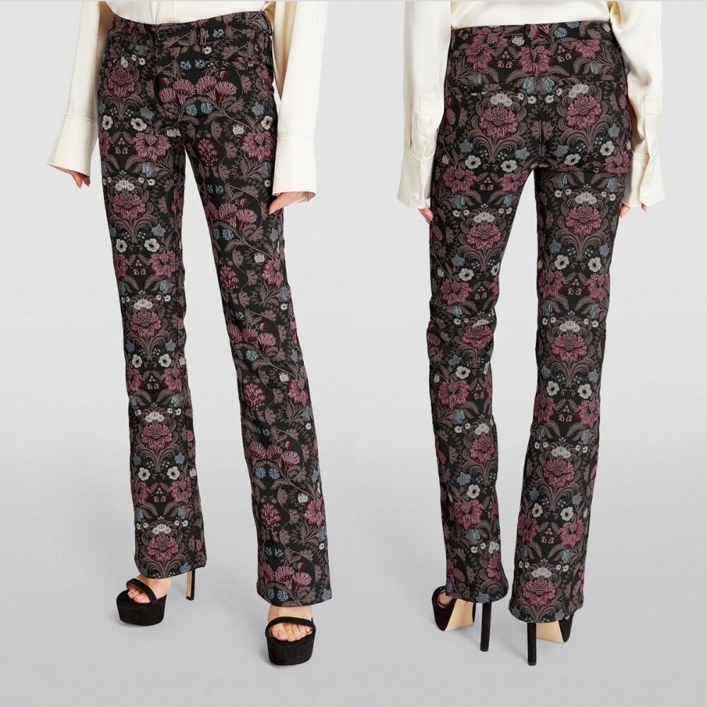 PAIGE Naomi Floral Jacquard Flare Dress Pant NWT - Picture 5 of 13